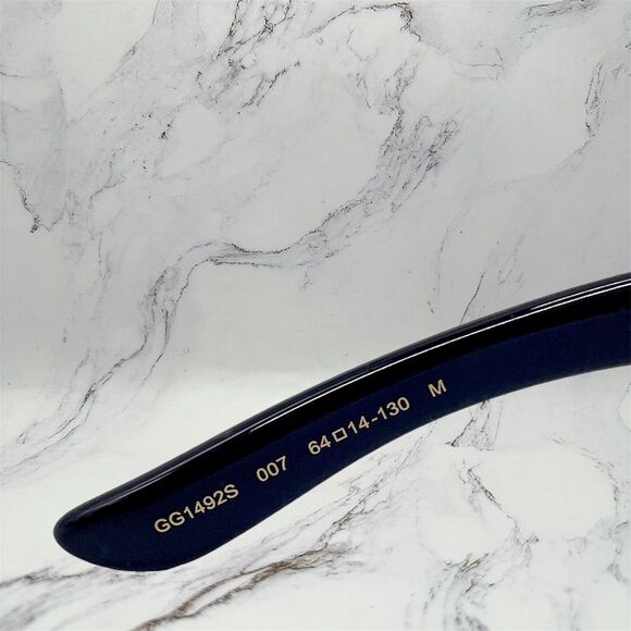 GUCCI Sunglasses New Black Wrap Square Acetate Fashion Show Rectangle Metal Logo - Picture 9 of 13